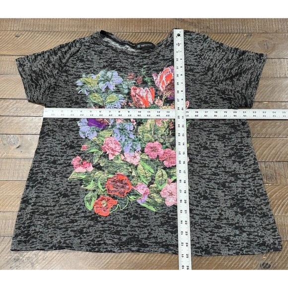 INC Heather Gray Embroidered FLORAL Short Sleeve - Size 2X - Picture 5 of 6